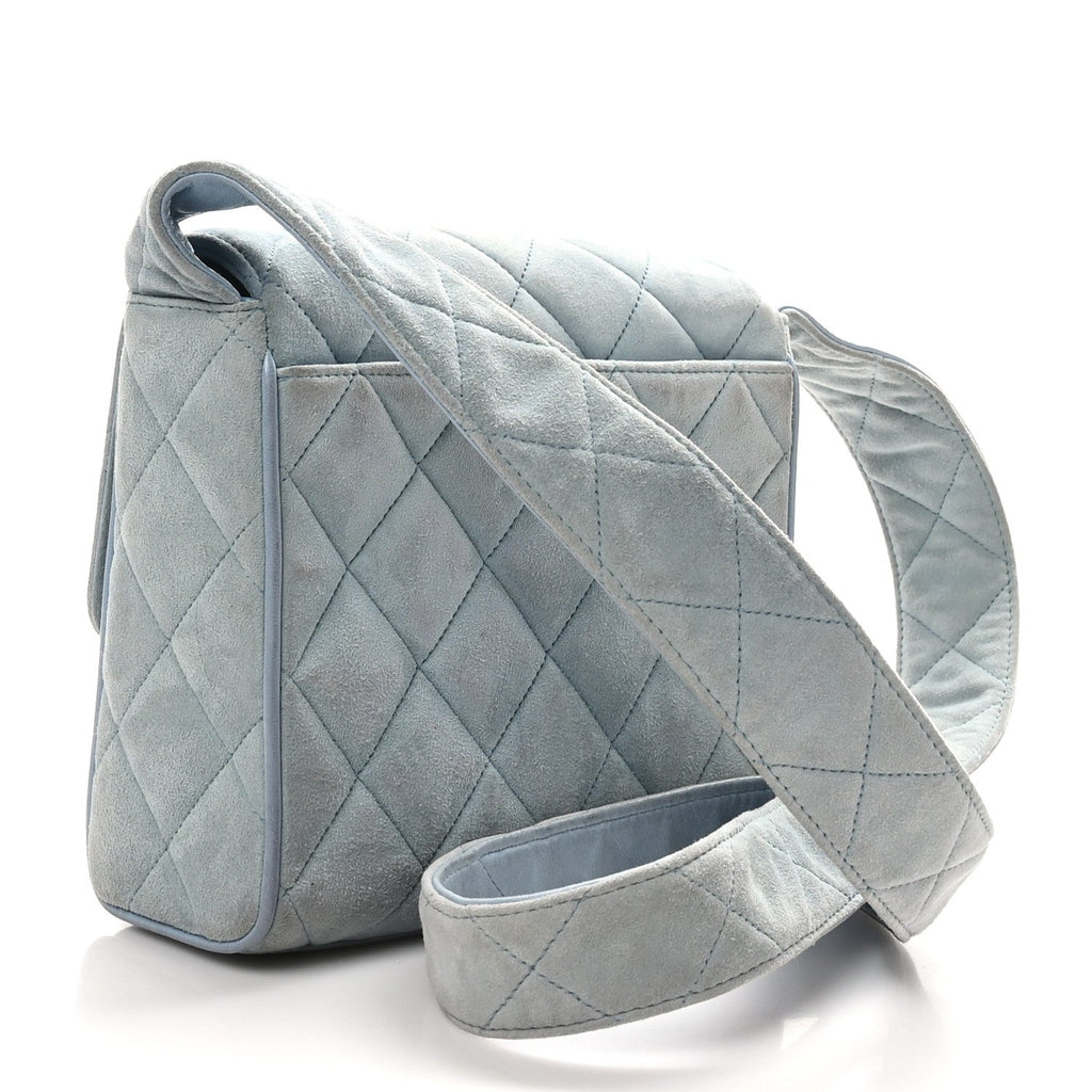 Suede Small Messenger Flap Light Blue