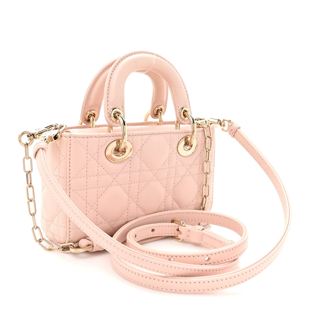 Lambskin Cannage Micro Lady D-Joy Powder Pink