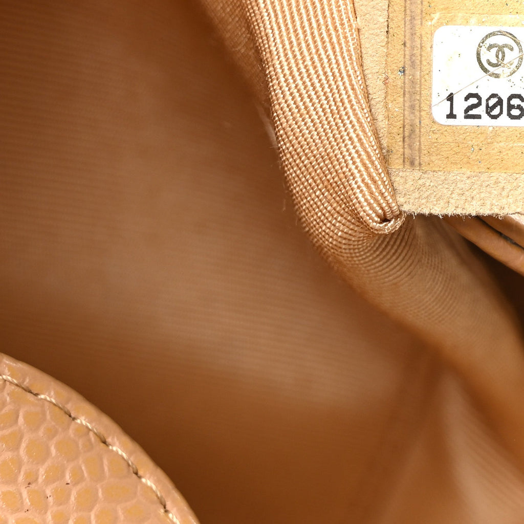 Caviar Quilted Petit Shopping Tote PST Dark Beige