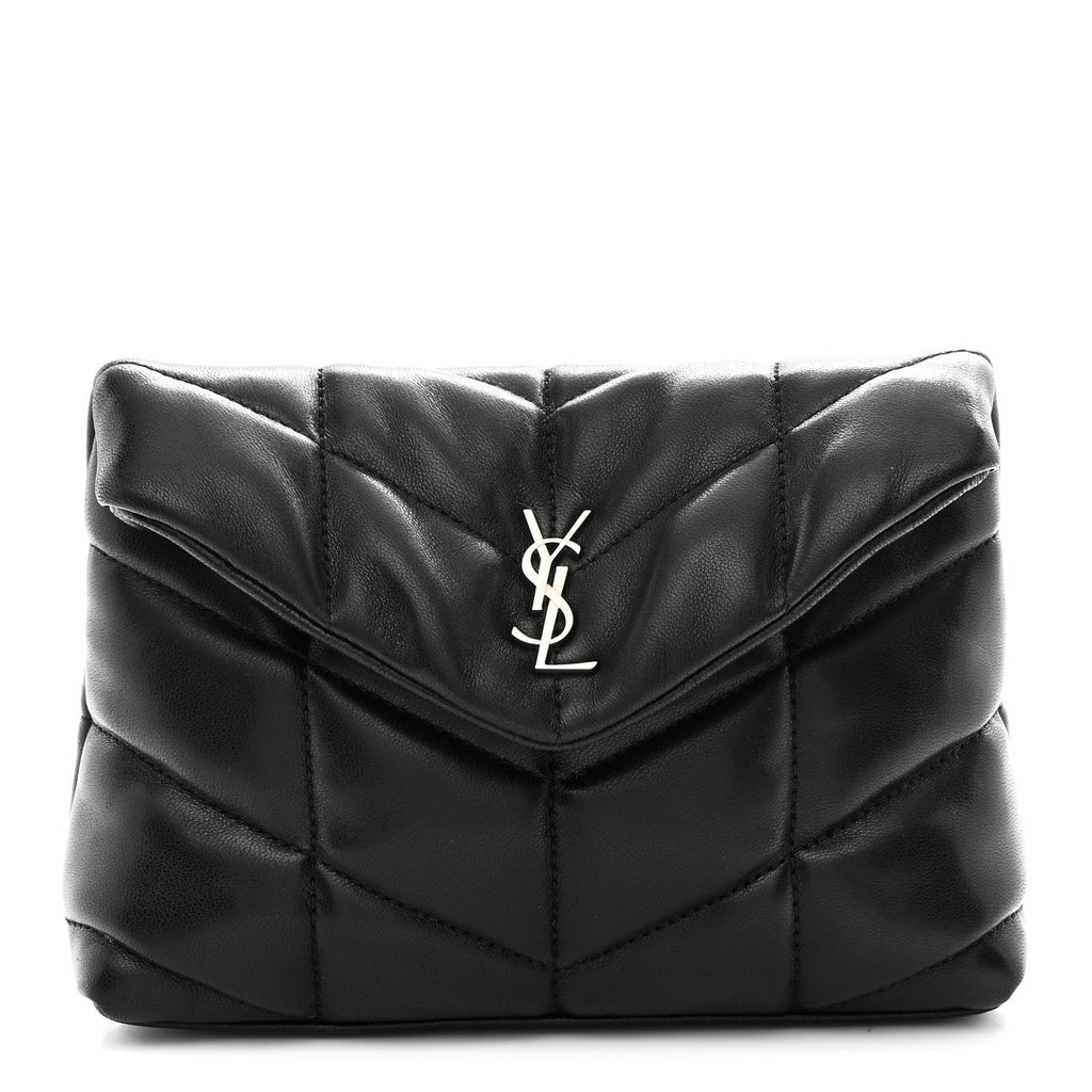 Lambskin Monogram Loulou Puffer Pouch Clutch Black