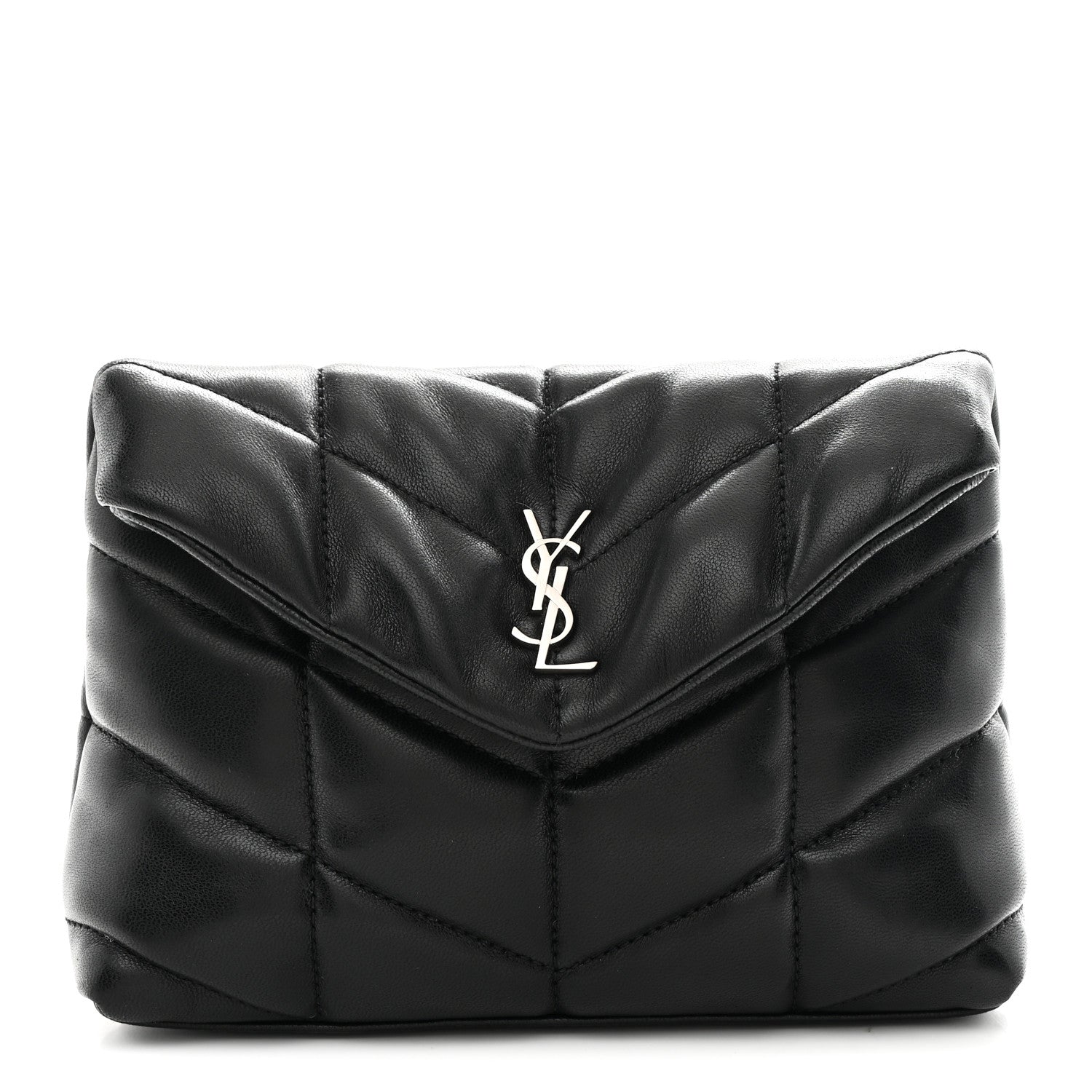 Lambskin Monogram Loulou Puffer Pouch Clutch Black