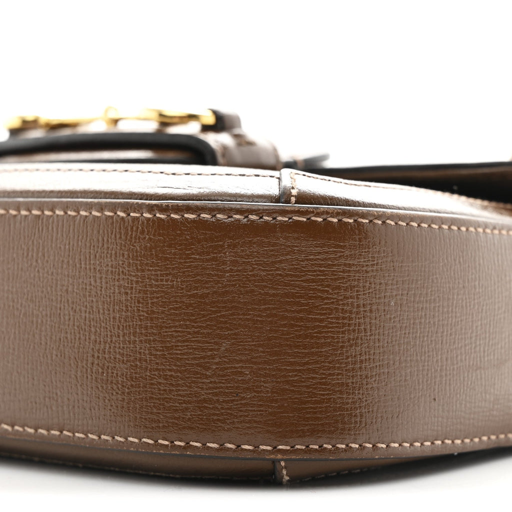 GG Supreme Monogram Web Mini Horsebit 1955 Shoulder Bag Beige Brown Sugar