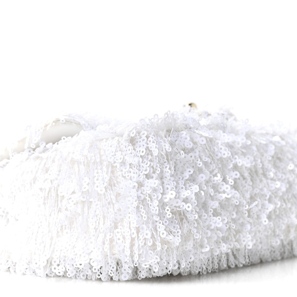 Sequin Mini Rectangular Flap White