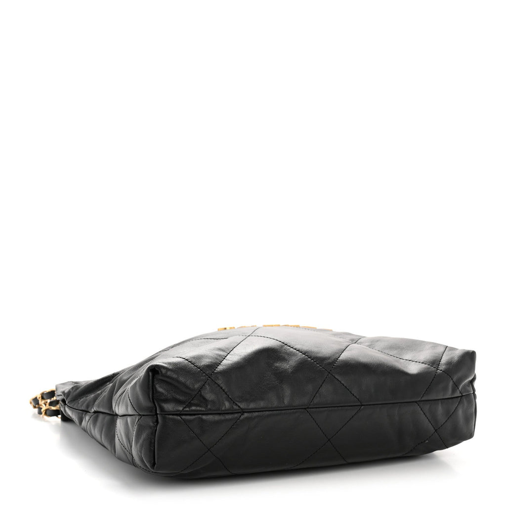 Shiny Calfskin Quilted Small Chanel 22 Black