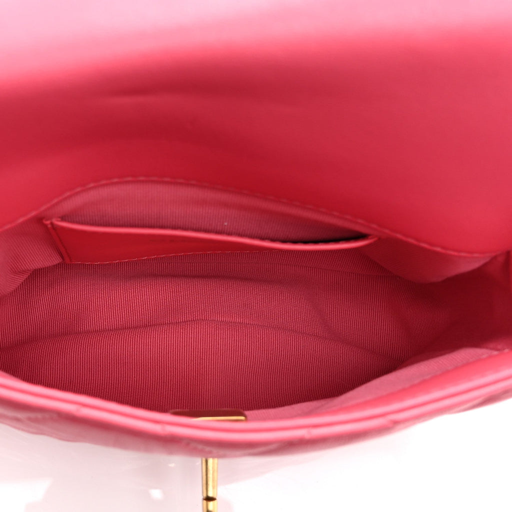 Lambskin Plexiglass Quilted Coco Love Mini Flap Pink