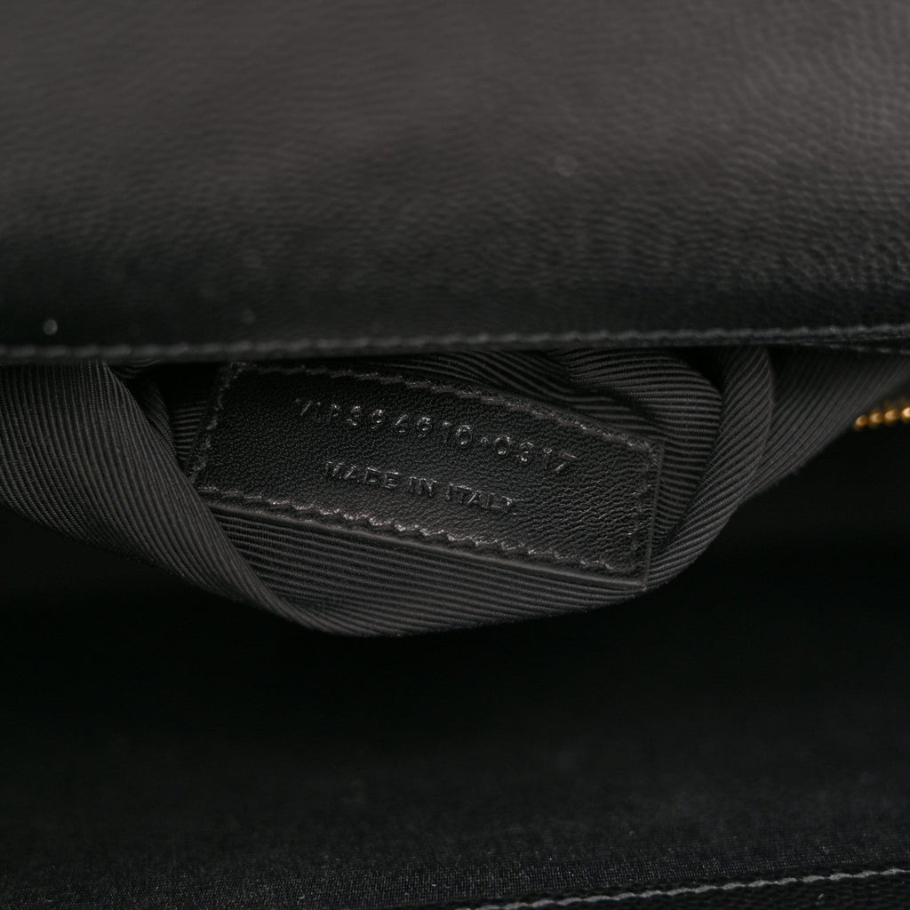 Grain De Poudre Matelasse Chevron Large Monogram Satchel Black