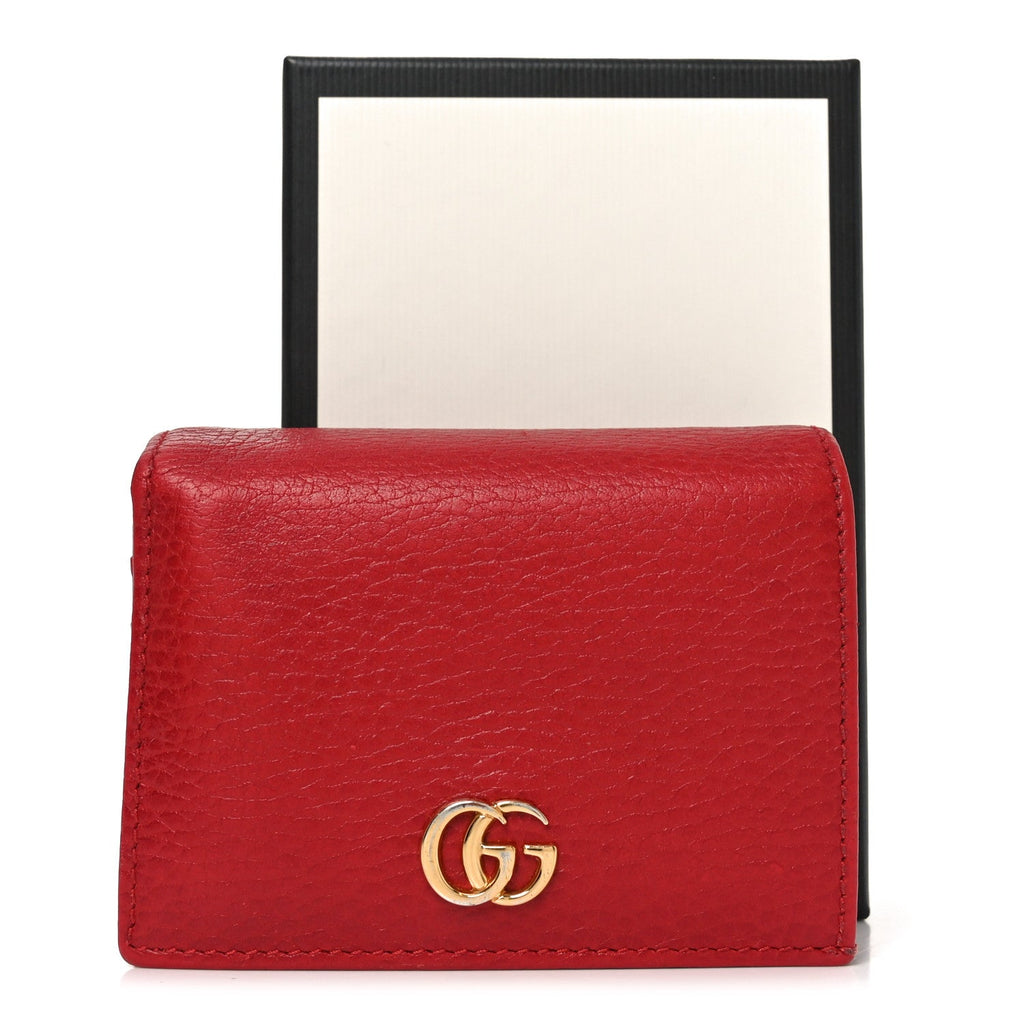 Pebbled Calfskin GG Marmont  Case Hibiscus Red