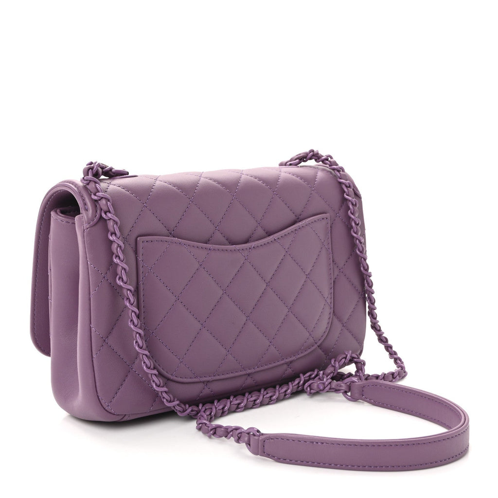 Lambskin Quilted Small CC Filigree Flap Purple