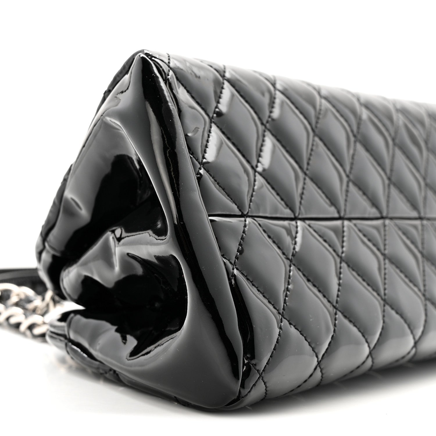 Patent Quilted Small Just Mademoiselle Bowling Bag Black