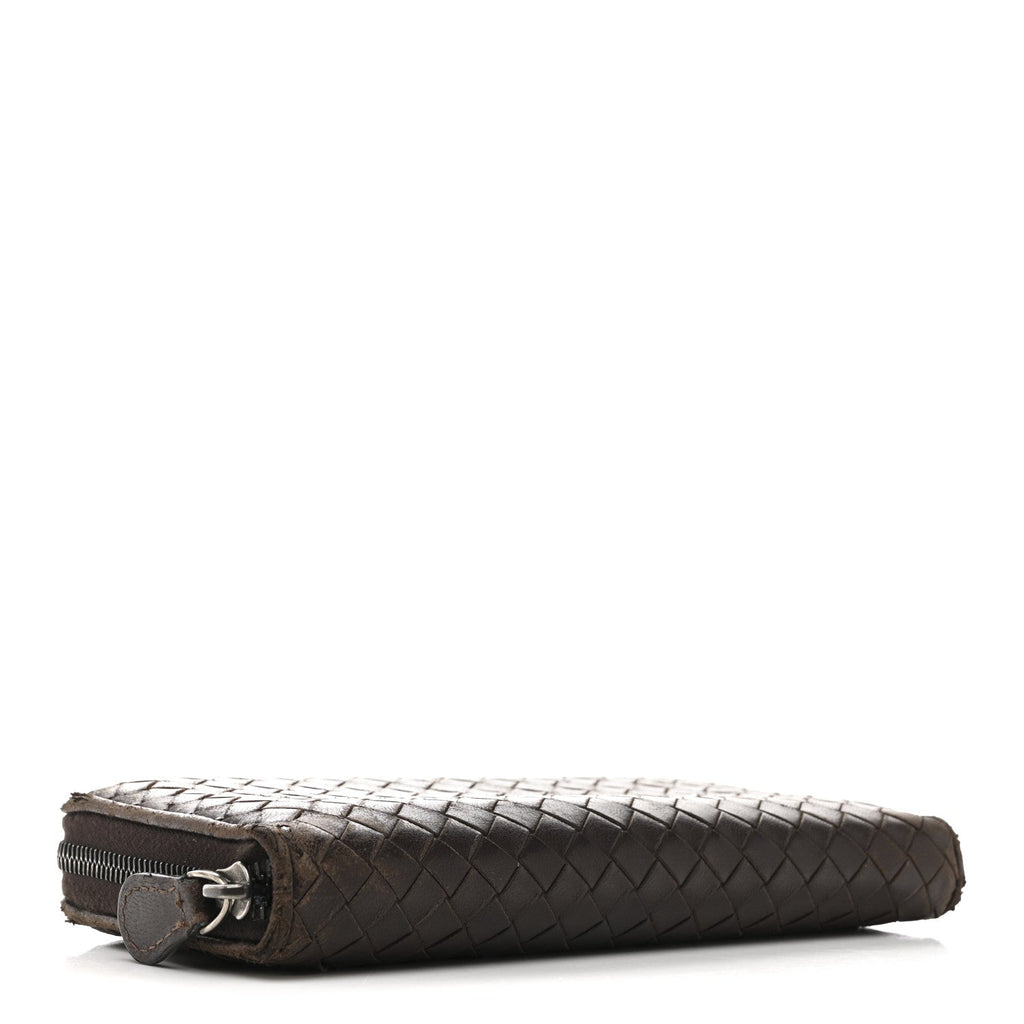 Nappa Intrecciato Zip Around Wallet Ebano
