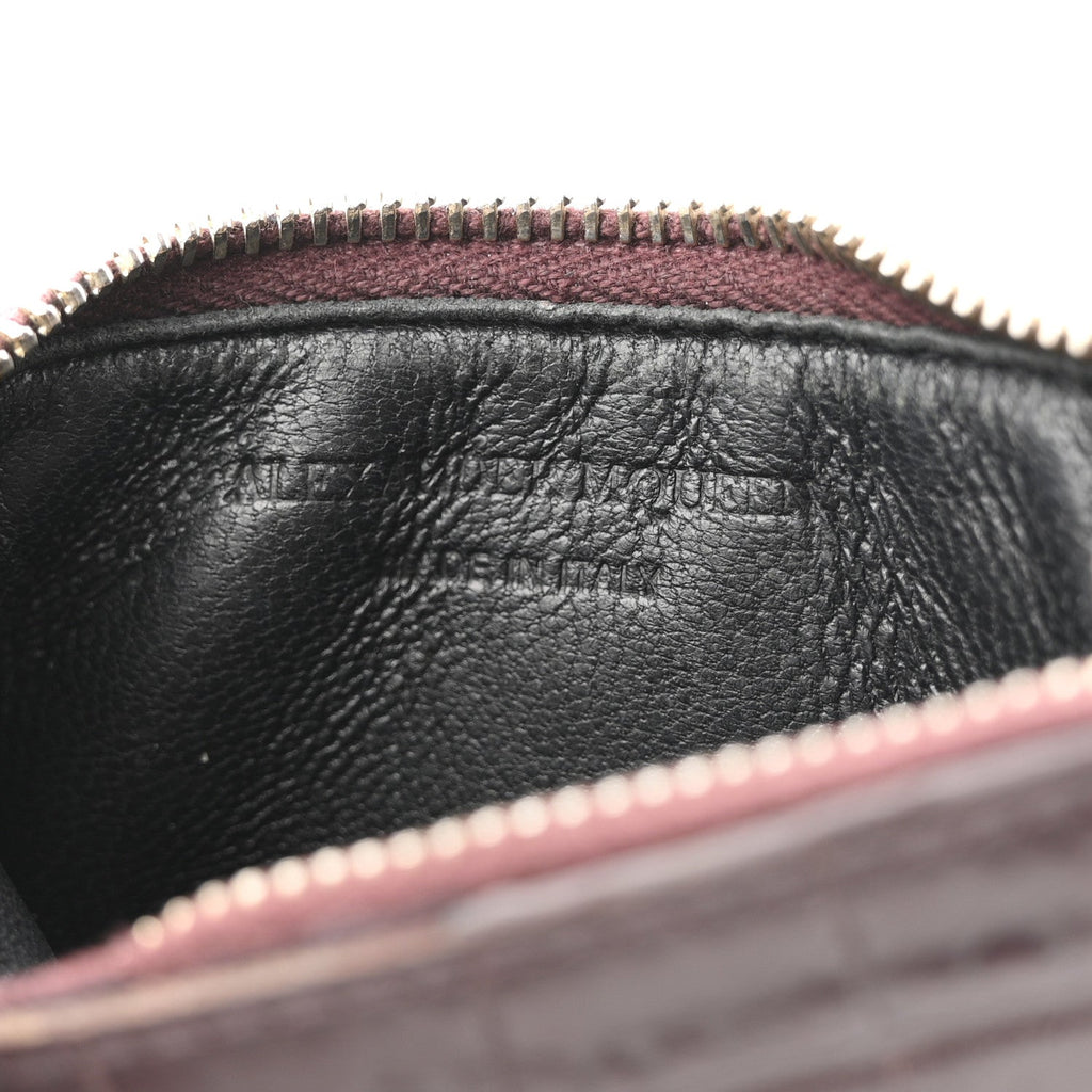Calfskin Crocodile Embossed  Holder Wallet Burgundy