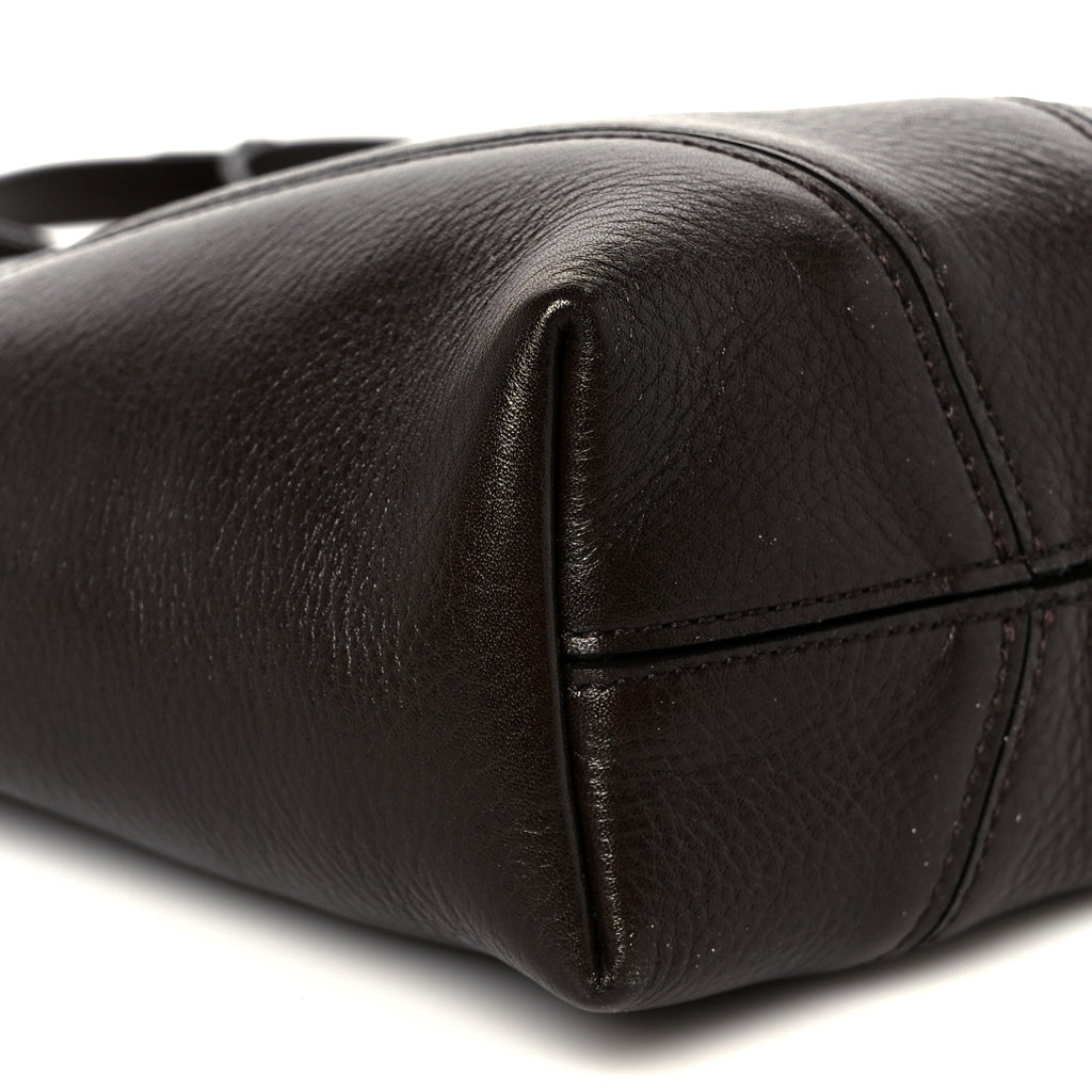 Grained Calfskin Small Spin Tote Kohl Brown