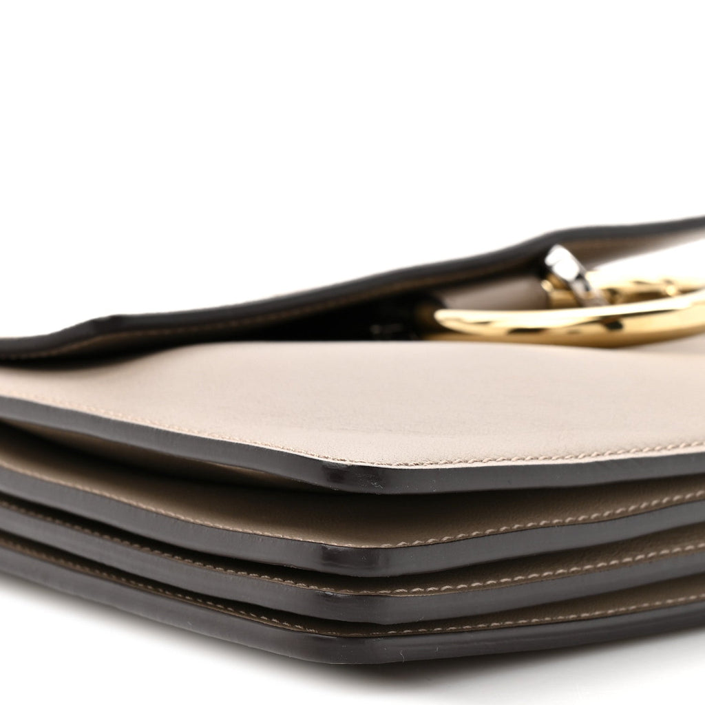 Suede Calfskin Small Faye Top Handle Bag Motty Grey