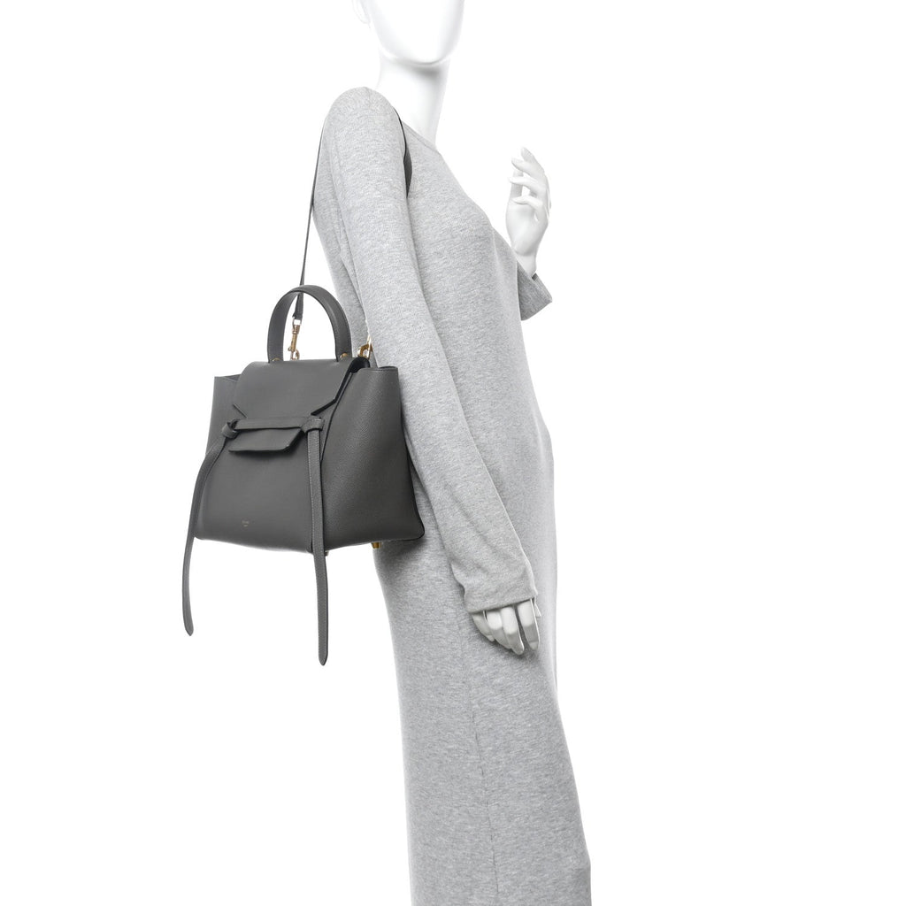 Grained Calfskin Mini Belt Bag Grey