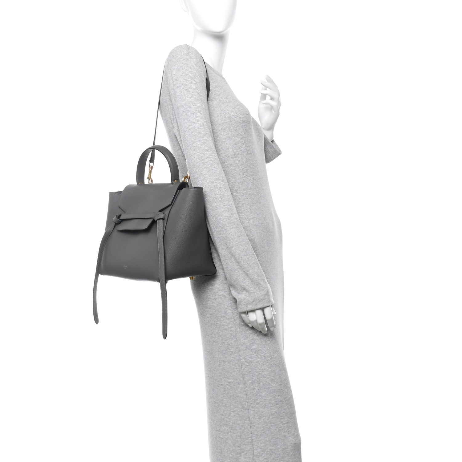 Grained Calfskin Mini Belt Bag Grey