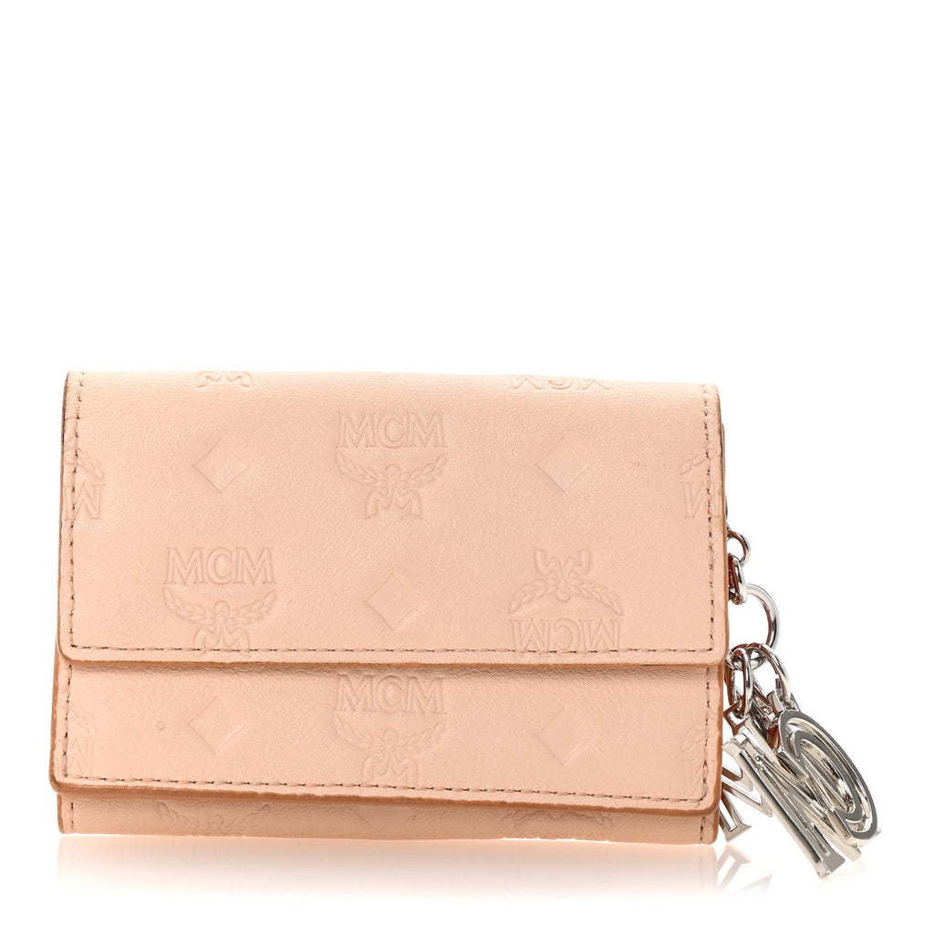Calfskin Ottomar Monogram Tri-Fold Wallet Hot Coral