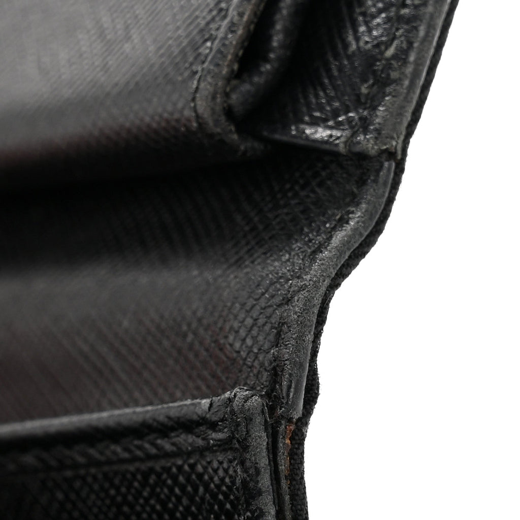 Tessuto Nylon Tri-Fold Compact Wallet  Black