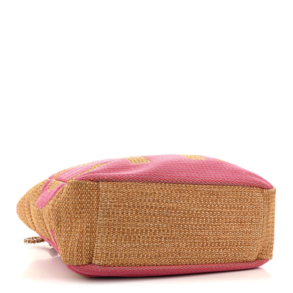 Mixed Fibers Large Shopping Bag Pink Beige
