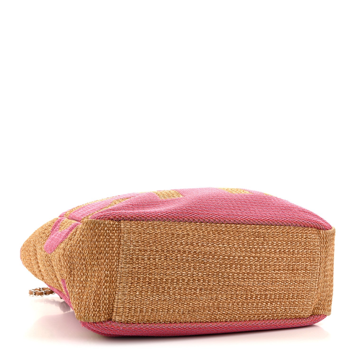 Mixed Fibers Large Shopping Bag Pink Beige