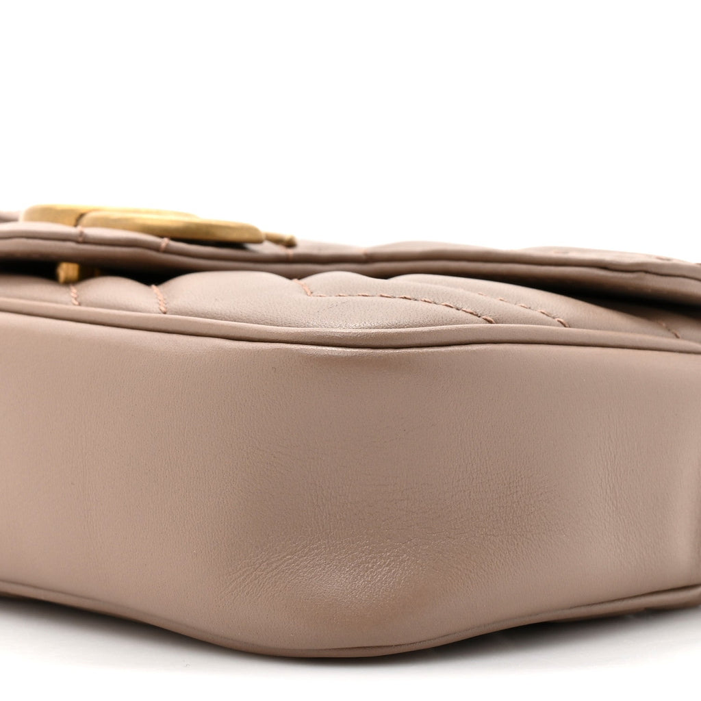Calfskin Matelasse Super Mini GG Marmont Shoulder Bag Porcelain Rose