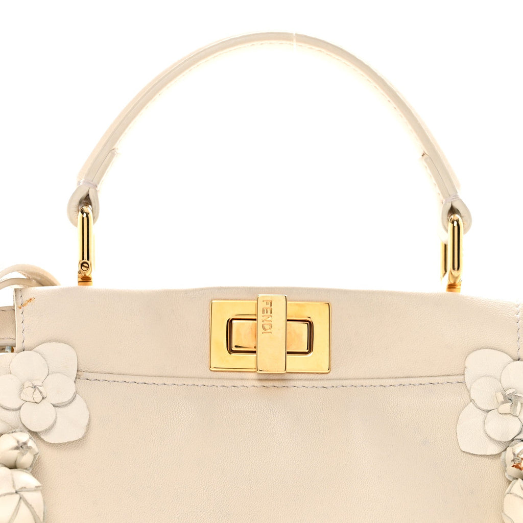 Nappa Rosebud Mini Peekaboo Iconic Satchel Bianco