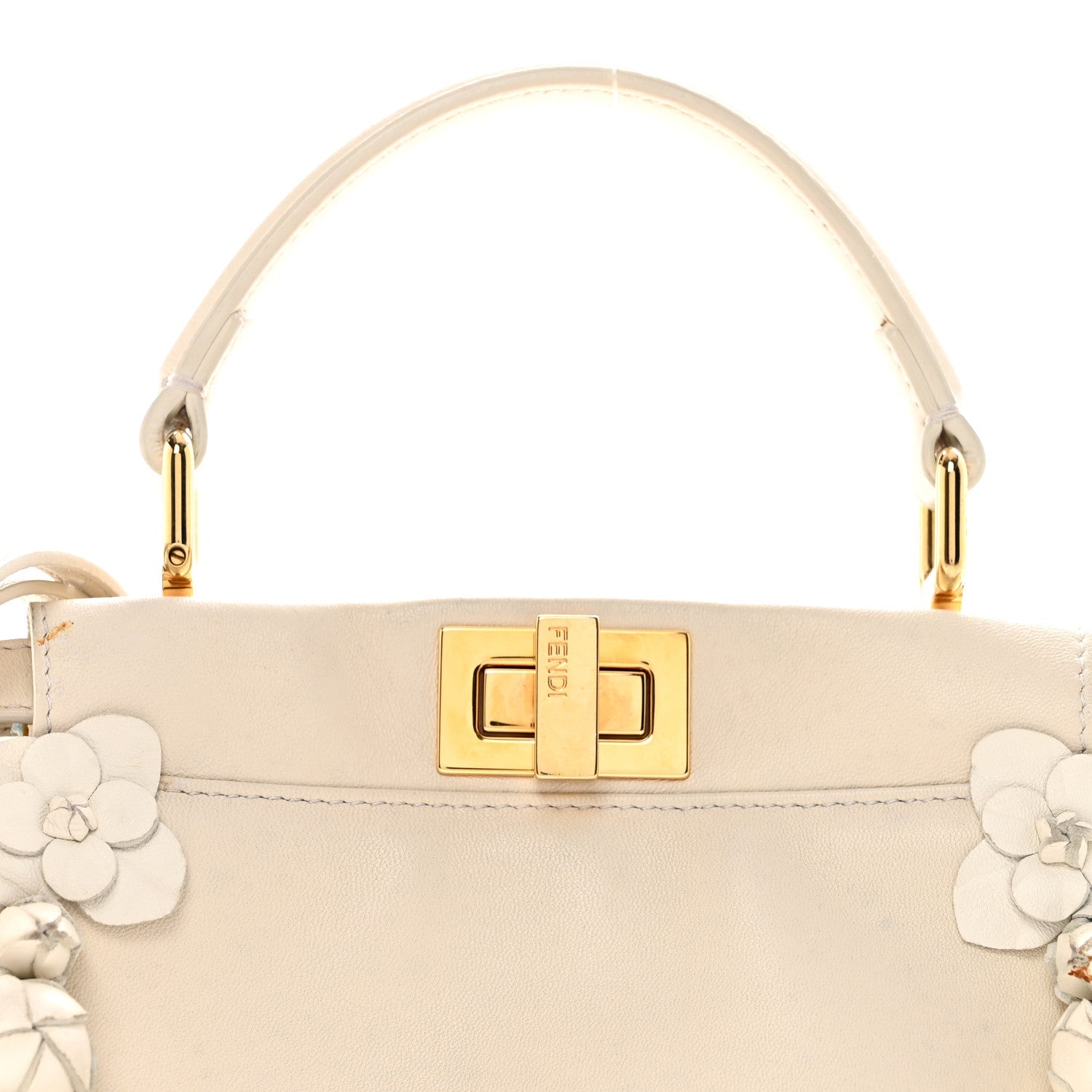 Nappa Rosebud Mini Peekaboo Iconic Satchel Bianco