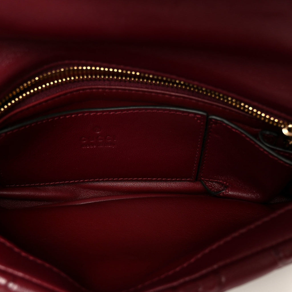Lambskin Embossed Mini GG Milano Top Handle Shoulder Bag Rosso Ancora
