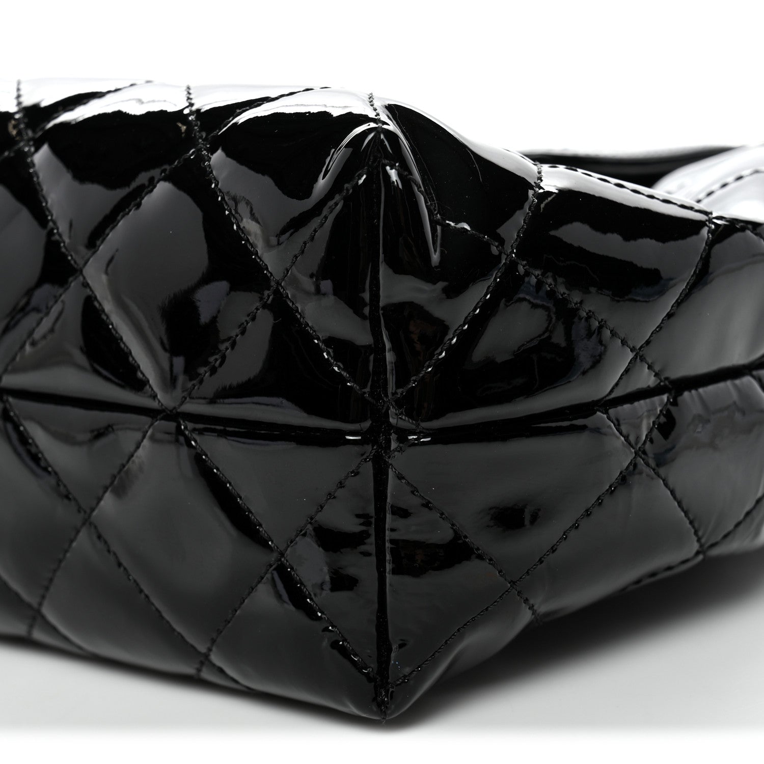 Patent Quilted Large Coco Shine Accordion Flap Black