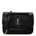 Grained Lambskin Monogram Mini Niki Chain Satchel Black
