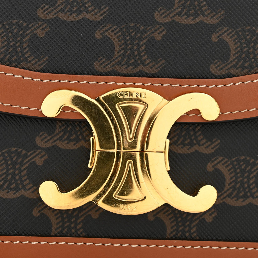 Calfskin Triomphe Canvas Teen Triomphe Bag Tan