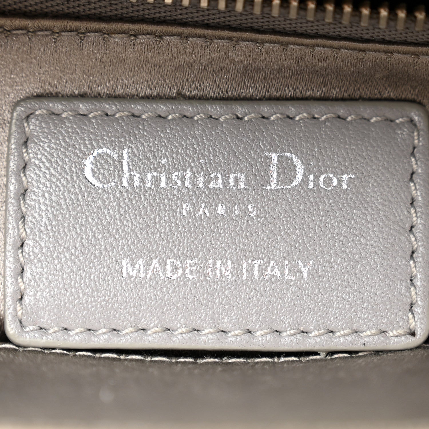 Satin Crystal Cannage Mini Lady Dior Gray