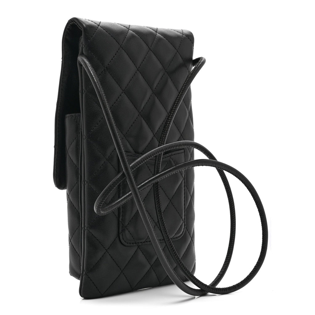 Calfskin Quilted Cambon Crossbody Messenger Black White