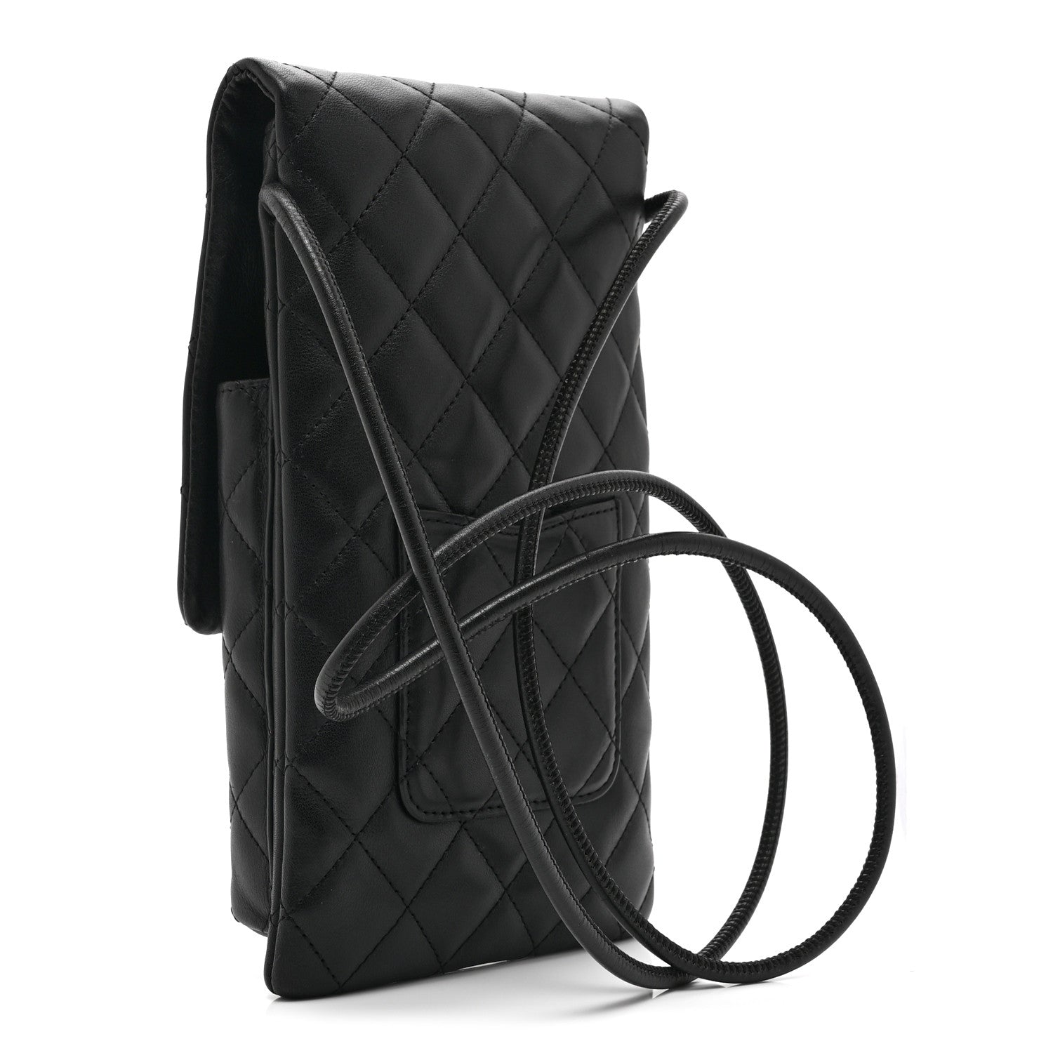 Calfskin Quilted Cambon Crossbody Messenger Black White