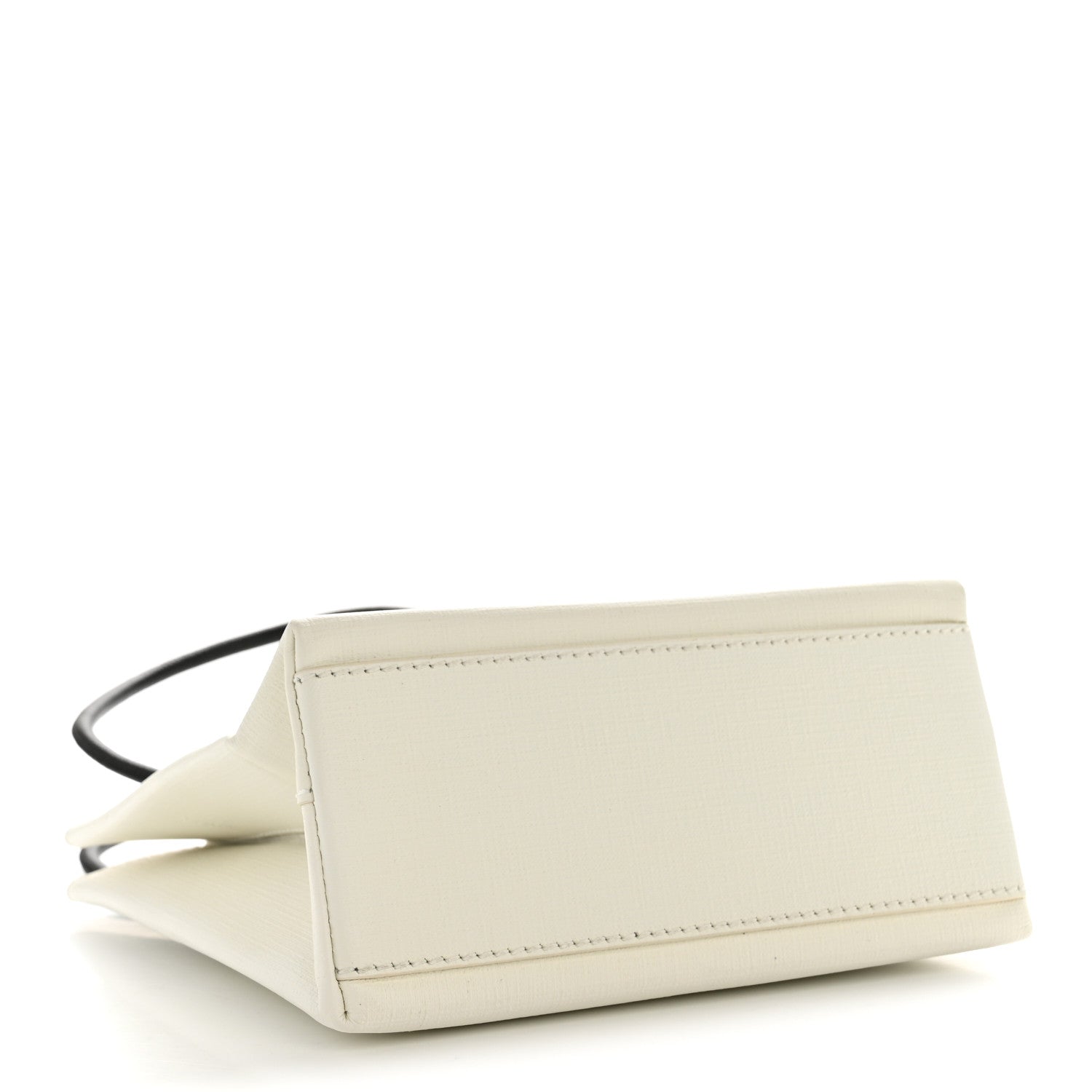 Squared Calfskin Logo North South Shopper Tote XXS White