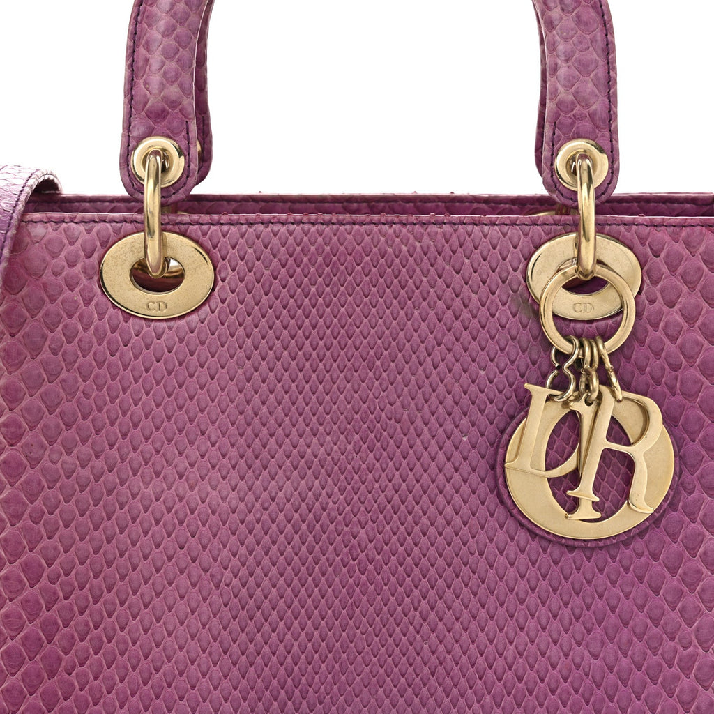 Snakeskin Medium Lady Dior Purple