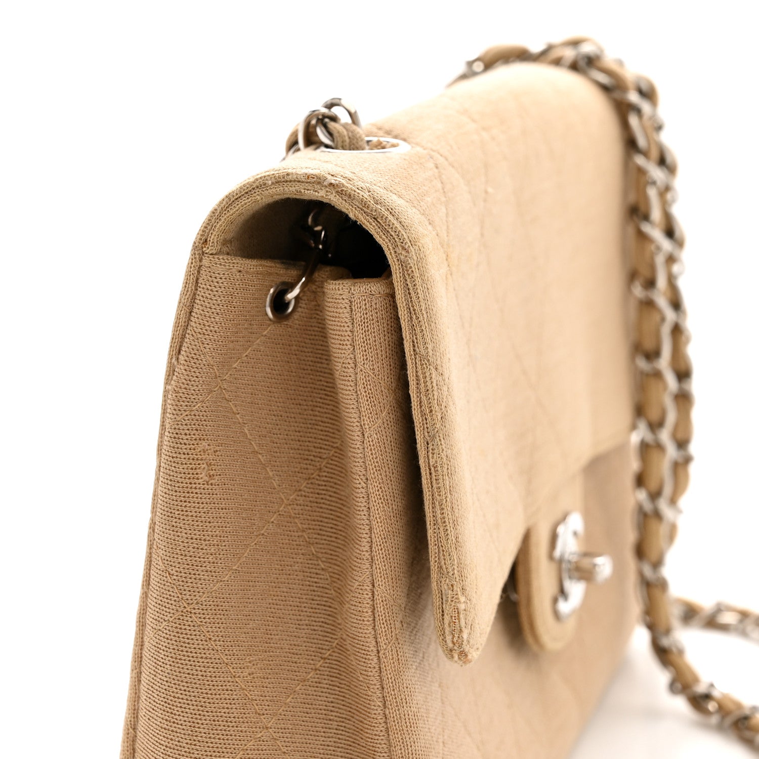 Jersey Quilted Medium Single Flap Beige