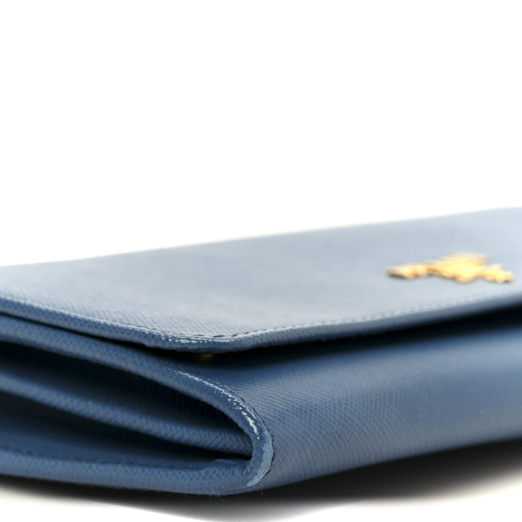 Saffiano Metal Oro Chain Wallet Cobalto