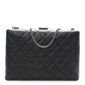 Lambskin Quilted Kisslock Minaudiere Black