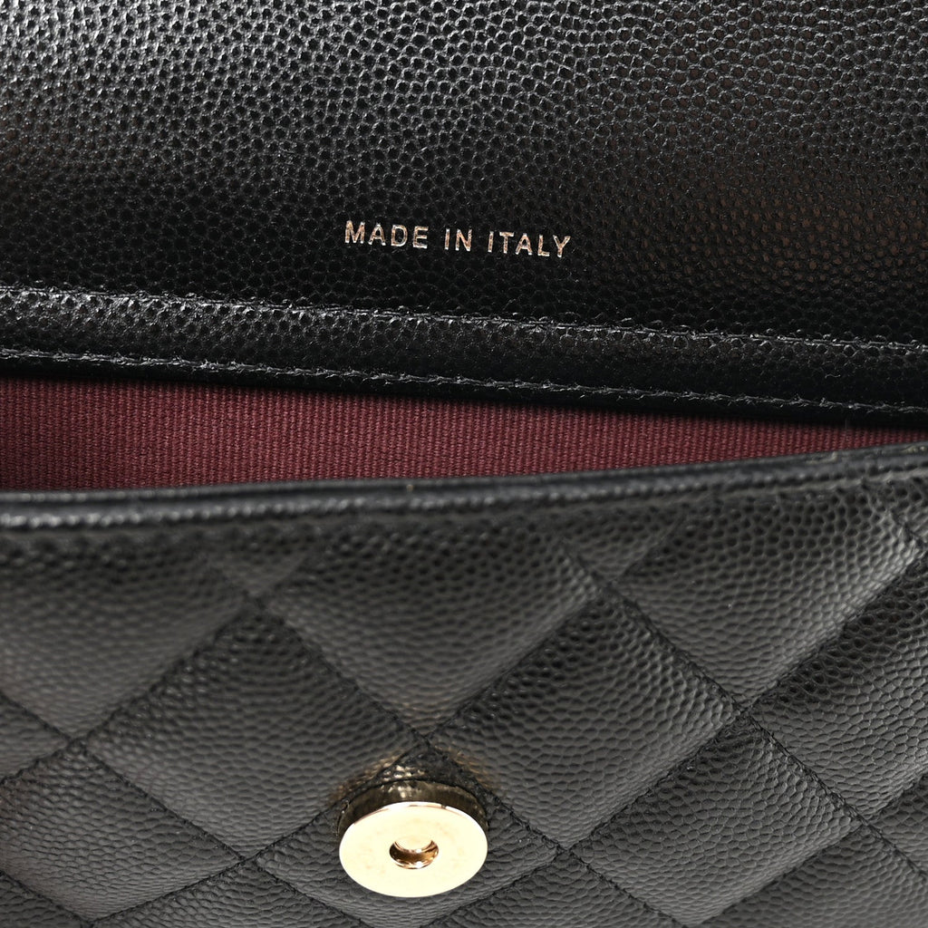 Caviar Quilted Flap Phone Holder With Chain Black