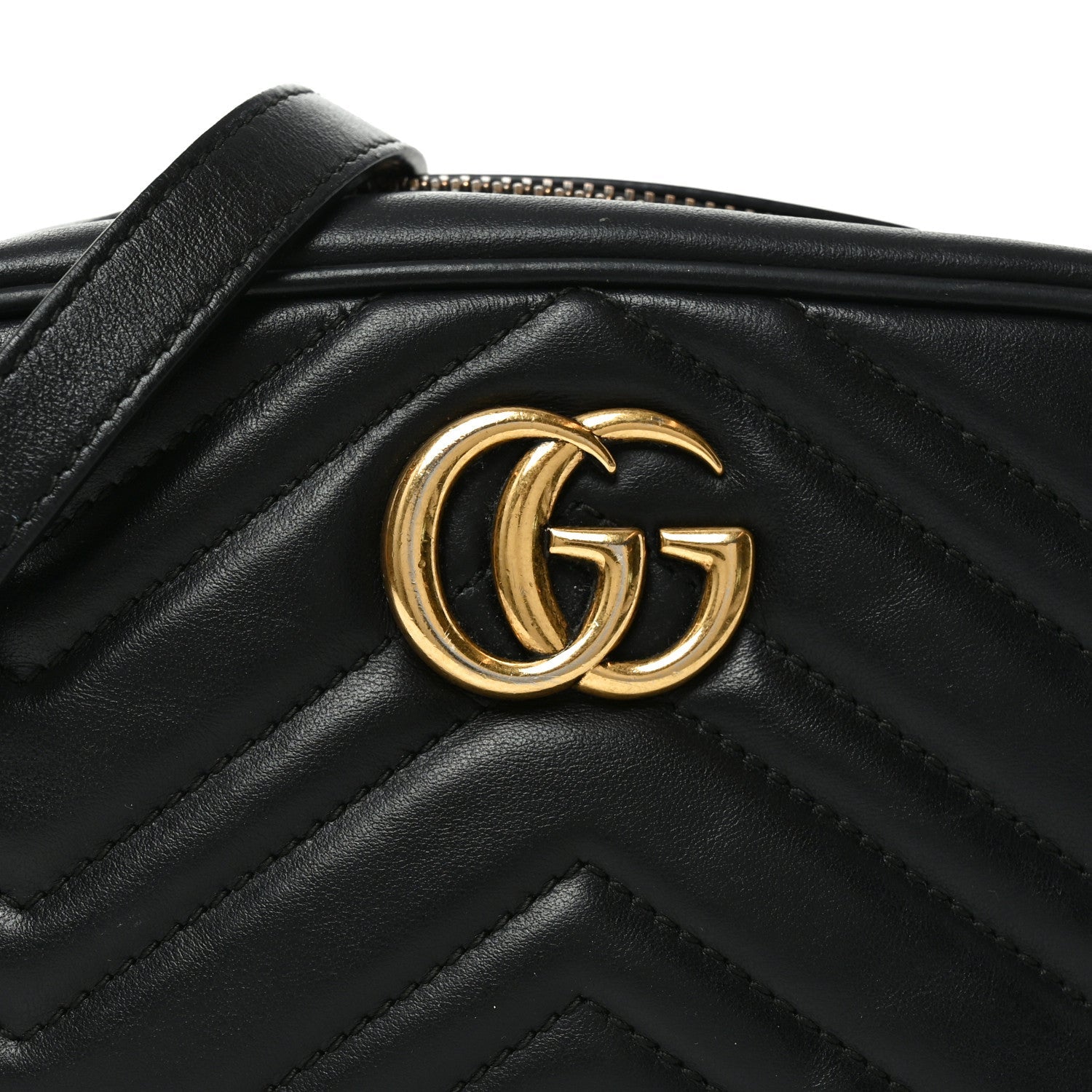 Calfskin Matelasse Mini GG Marmont Chain Shoulder Bag Black