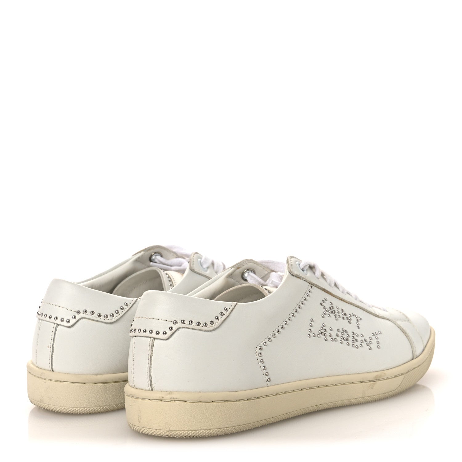 Calfskin Studded SL/08 Low Top Sneakers 37.5 White
