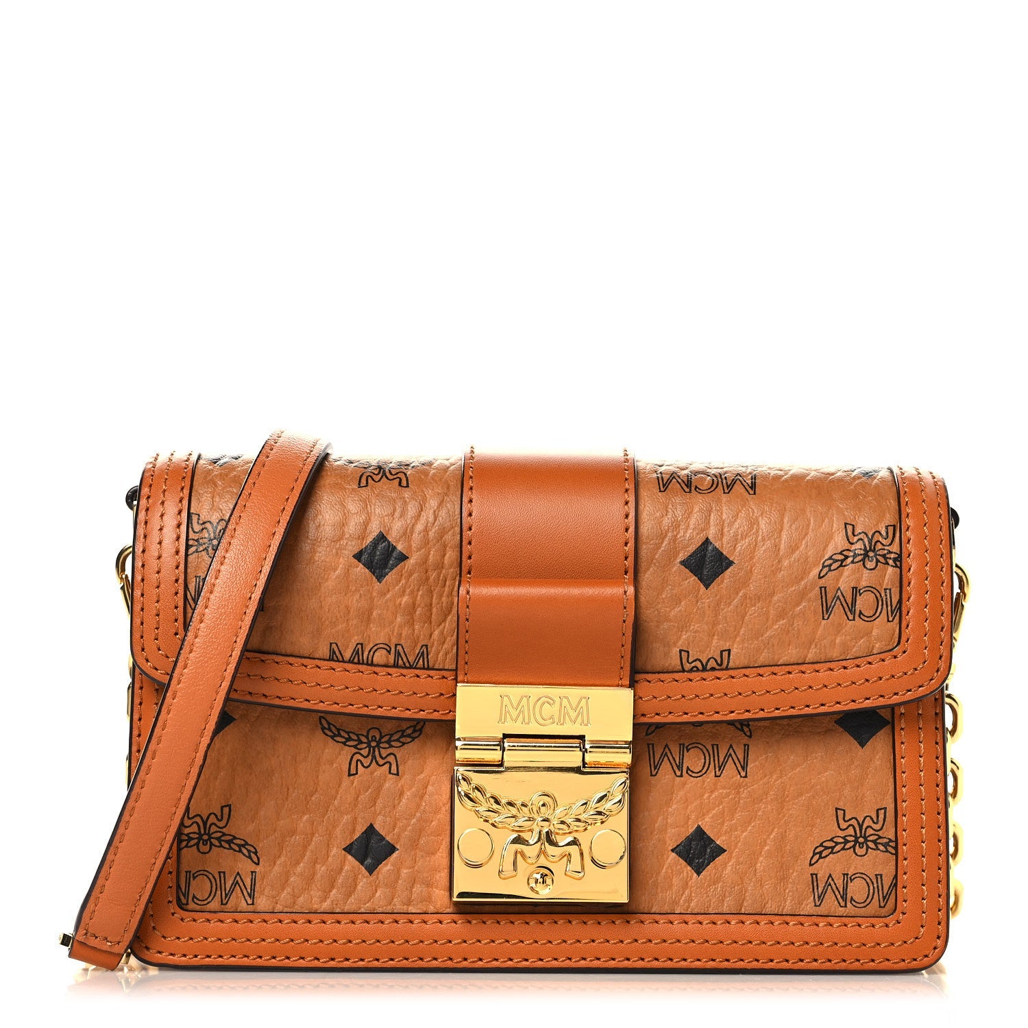 Visetos Monogram Mini Tracy Crossbody Bag Cognac