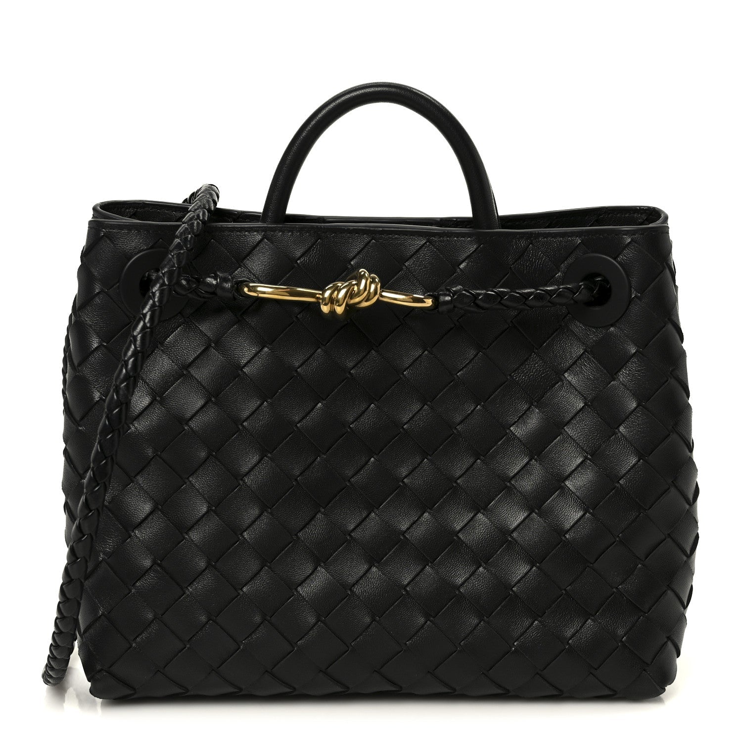 Nappa Intrecciato Small Andiamo Shoulder Bag Black