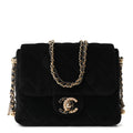 Velvet Quilted Crush On Chains Flap Bag Black