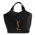 Lambskin Quilted Maxi Icare Shopping Tote Black