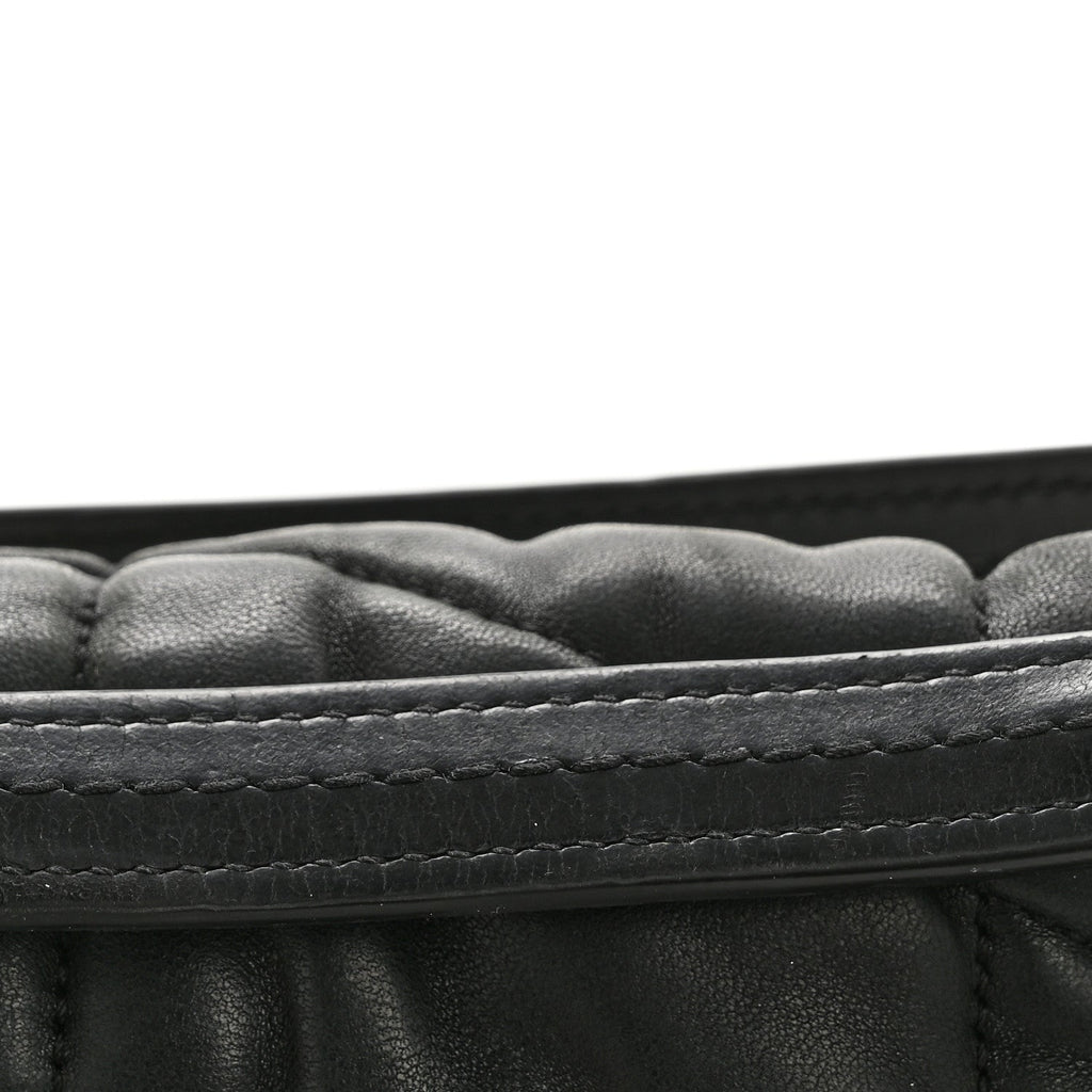 Lambskin Quilted Small Loulou Puffer Monogram Chain Satchel Black