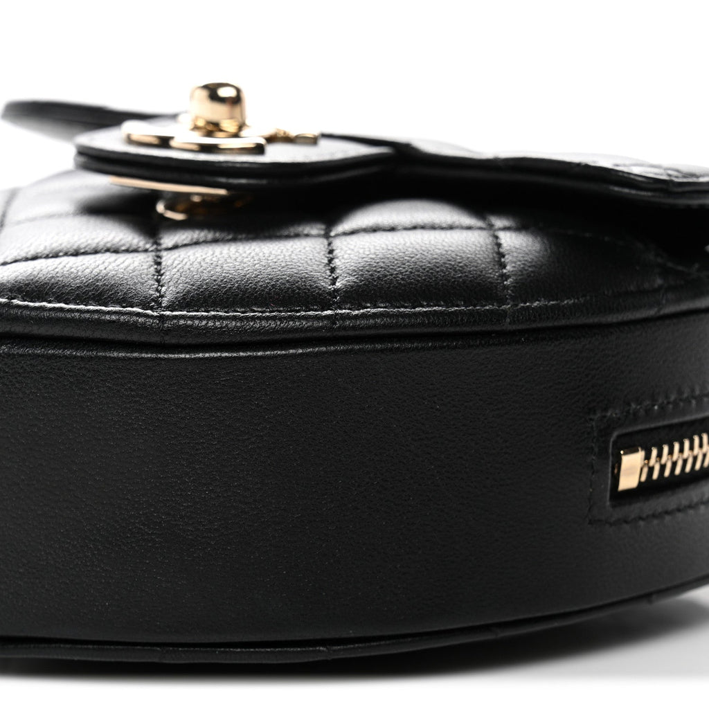Lambskin Quilted CC In Love Heart Clutch With Chain Black