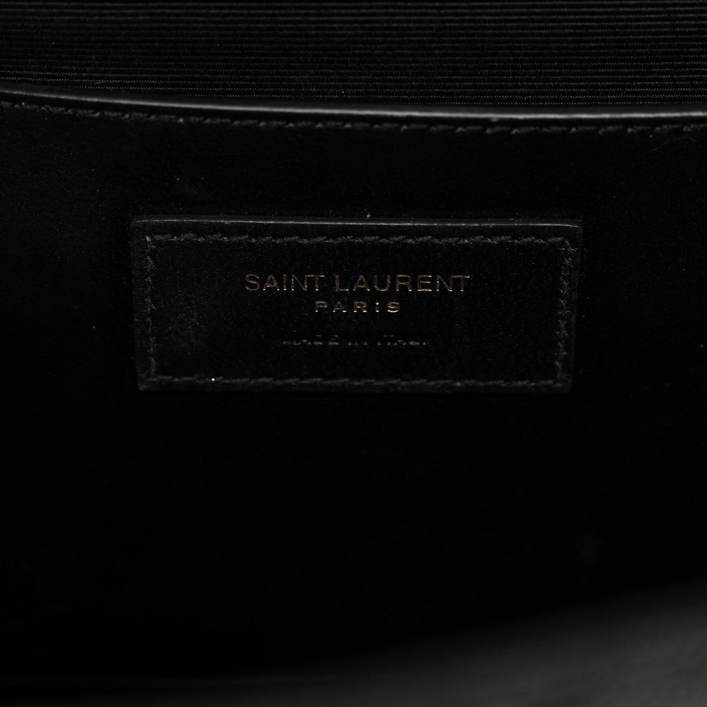 Grain De Poudre Textured Mixed Matelasse Triquilt Medium Monogram Satchel Black