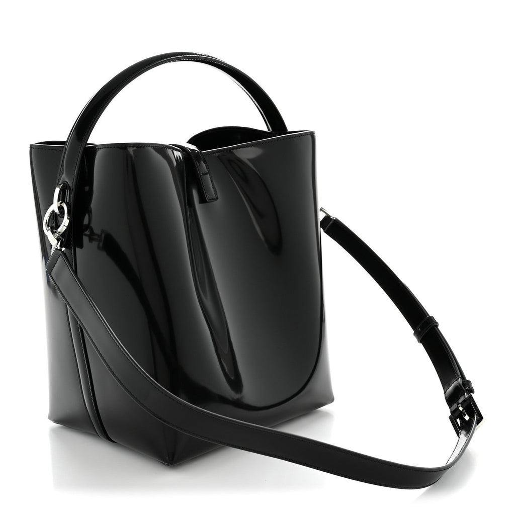 Patent Calfskin Le 37 Bucket Bag Black