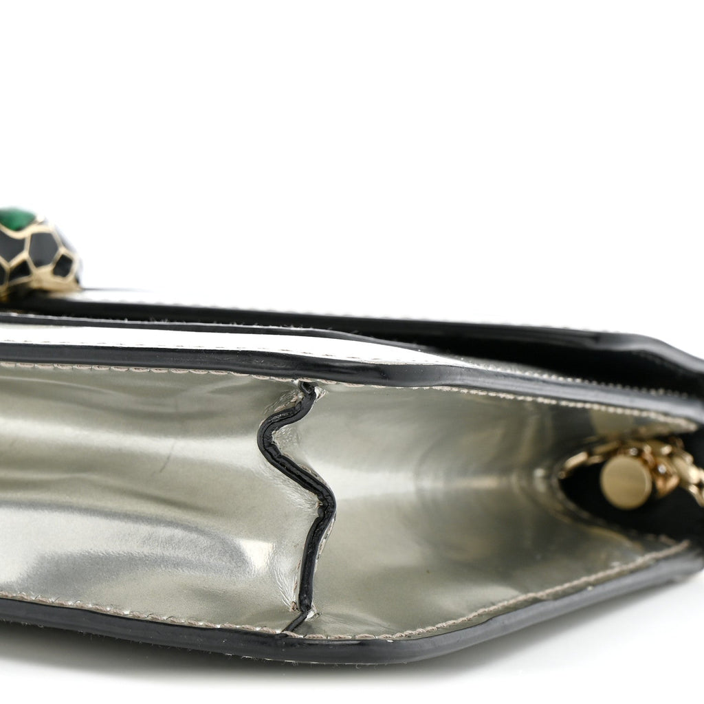 Metallic Calfskin Serpenti Forever Small Shoulder Bag Silver